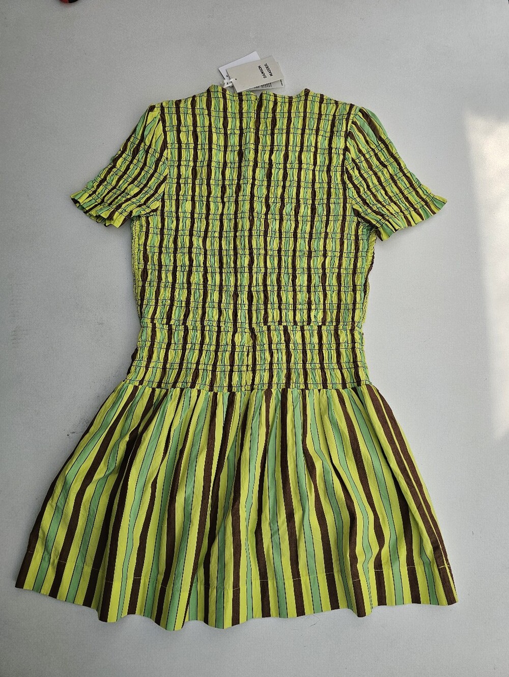 Damson Madder Saffy Smocked Stripe Cotton Mini Dress - Picture 2 of 8